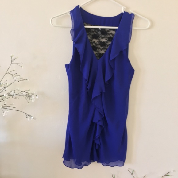 Tops - Navy Blouse with ruffles